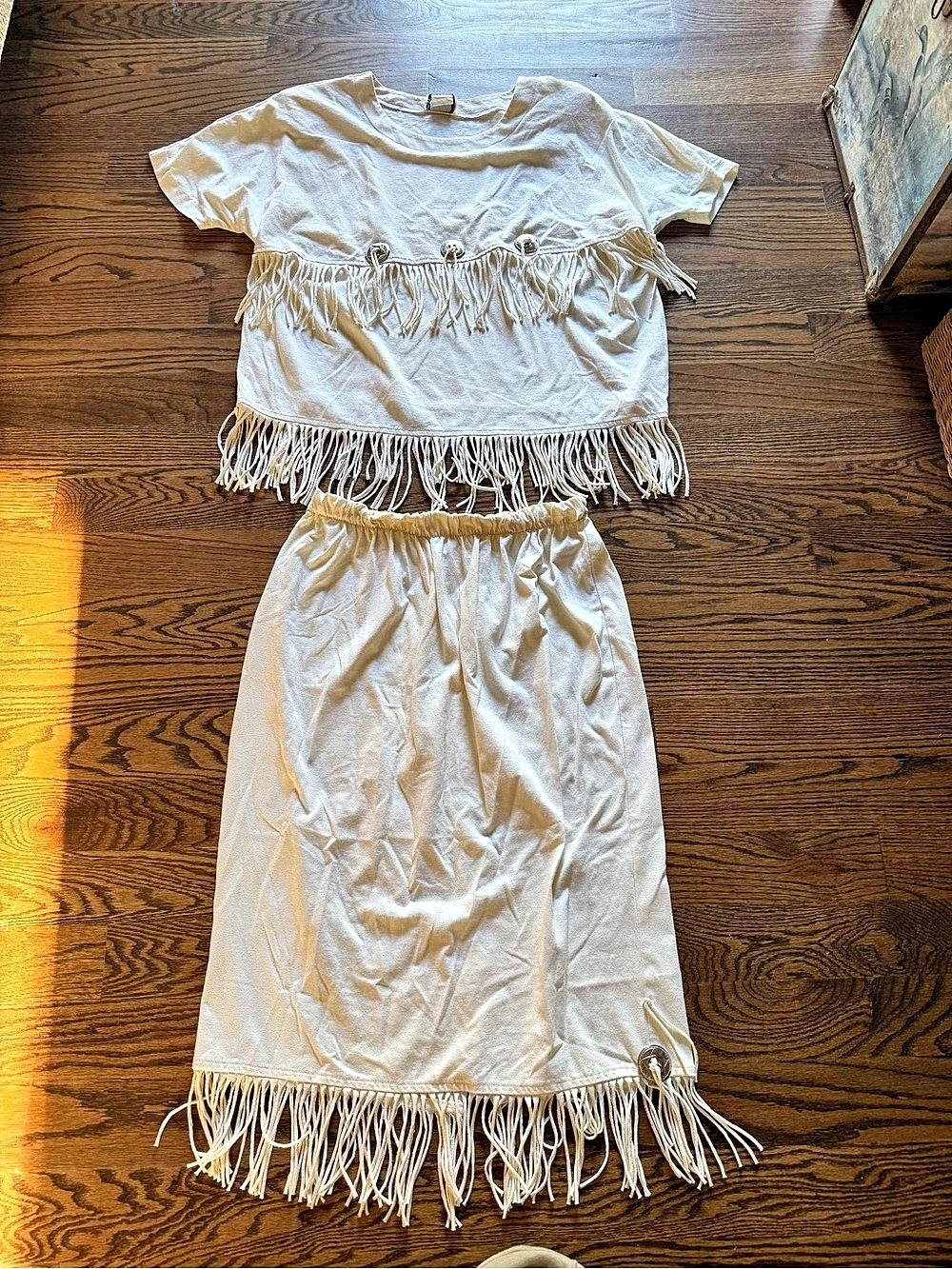 Fringed Two-Piece Set in White